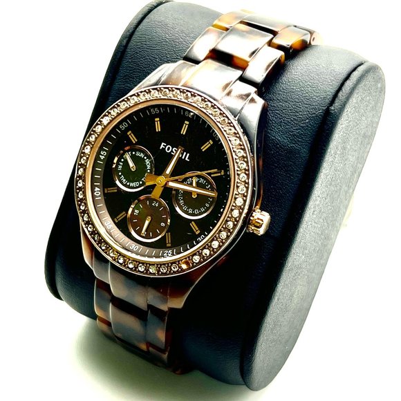 FOSSIL Ladies Stella Chronograph Tortoise Shell Working main image 5